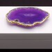 White Lacquered box modern rectangular with purple geode slice