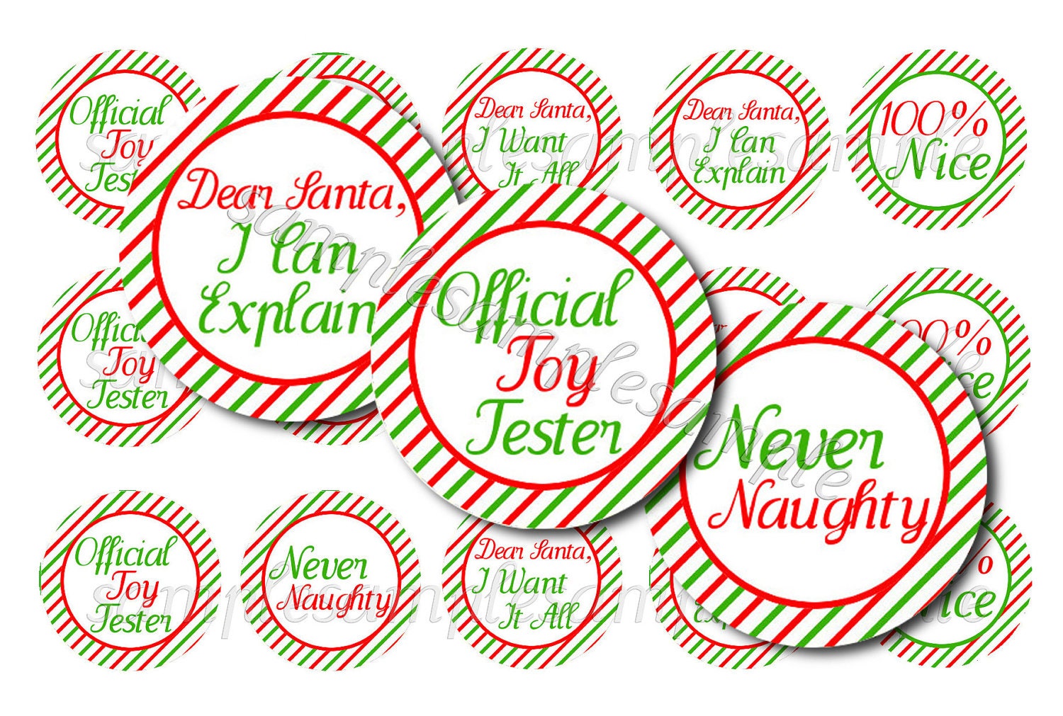 Christmas 6 Bottle Cap Image Sheet