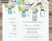 Bridal Shower Invitation Shabby Chic chevron stripe - digital file, printable Il_170x135