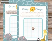 Baby Shower Bingo in Jungle Theme Blue- INSTANT DOWNLOAD, digital file Il_170x135