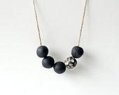 Black and White Necklace Handmade Ceramic Jewelry  by RossLab