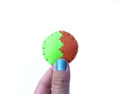 SALE Neon geometric lime green orange pin brooch made from felt