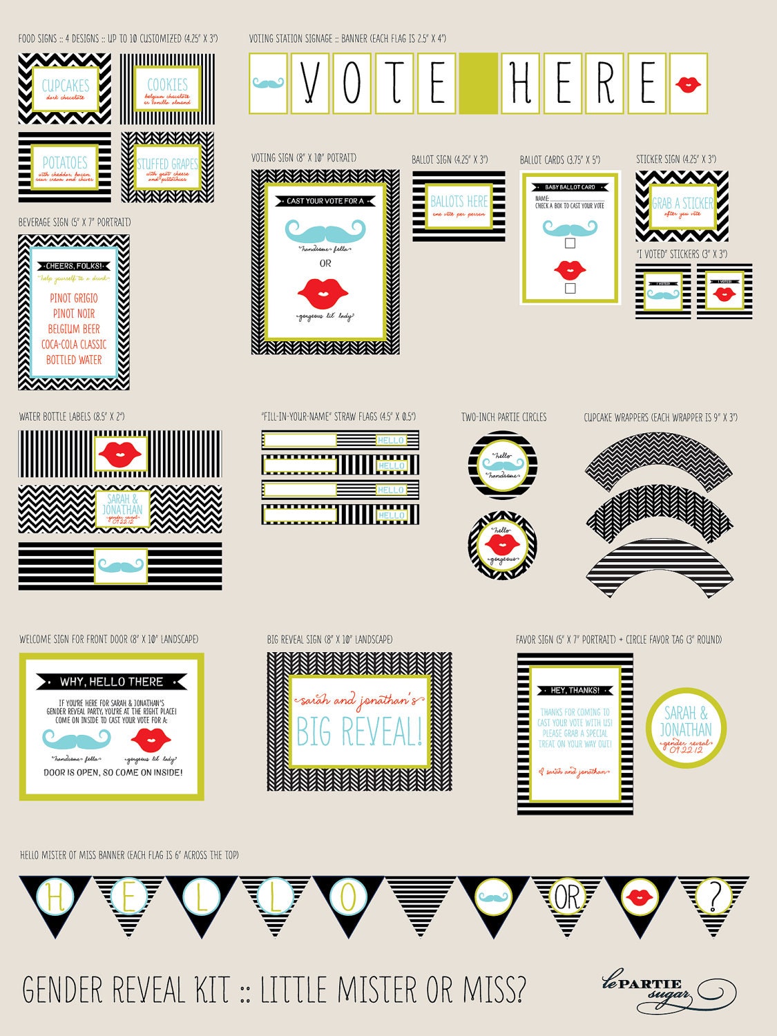 Gender Reveal Kit - Little Mister or Miss - PRINTABLE