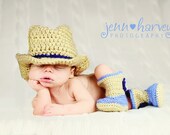Cowboy Hat and Boots Set - Newborn - 6 months