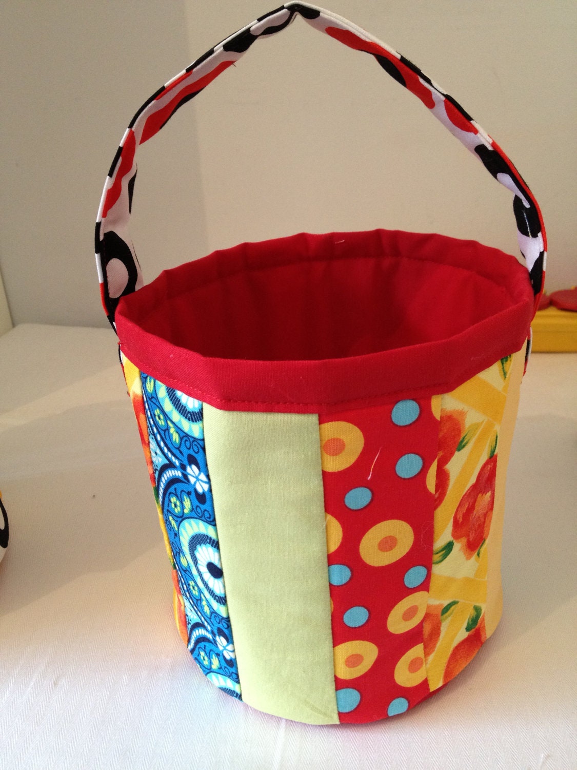 Carry All Pail - Patchwork Pail - Sewing Scrap hold all - Carry All Basket - Childrens Carry Pot - Scrap Carry All - Patchwork Hold All