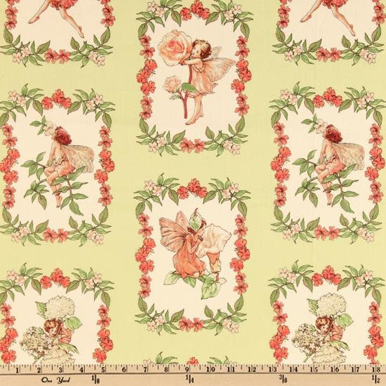 Michael Miller Fabric - Morning Flower Fairies Collection - Sweet Fairies - Green Apple