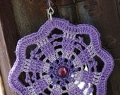 Crocheted  Earrings in Two Shades of Violet