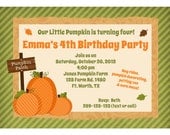 Pumpkin Patch Personaized Birthday Party Invitation  - Digital / Printable