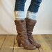 The Lacey Lou - Off White Open-work Leg Warmers w/ knit lace trim & buttons - Legwarmers boot socks boot warmers boot cuffs boot toppers