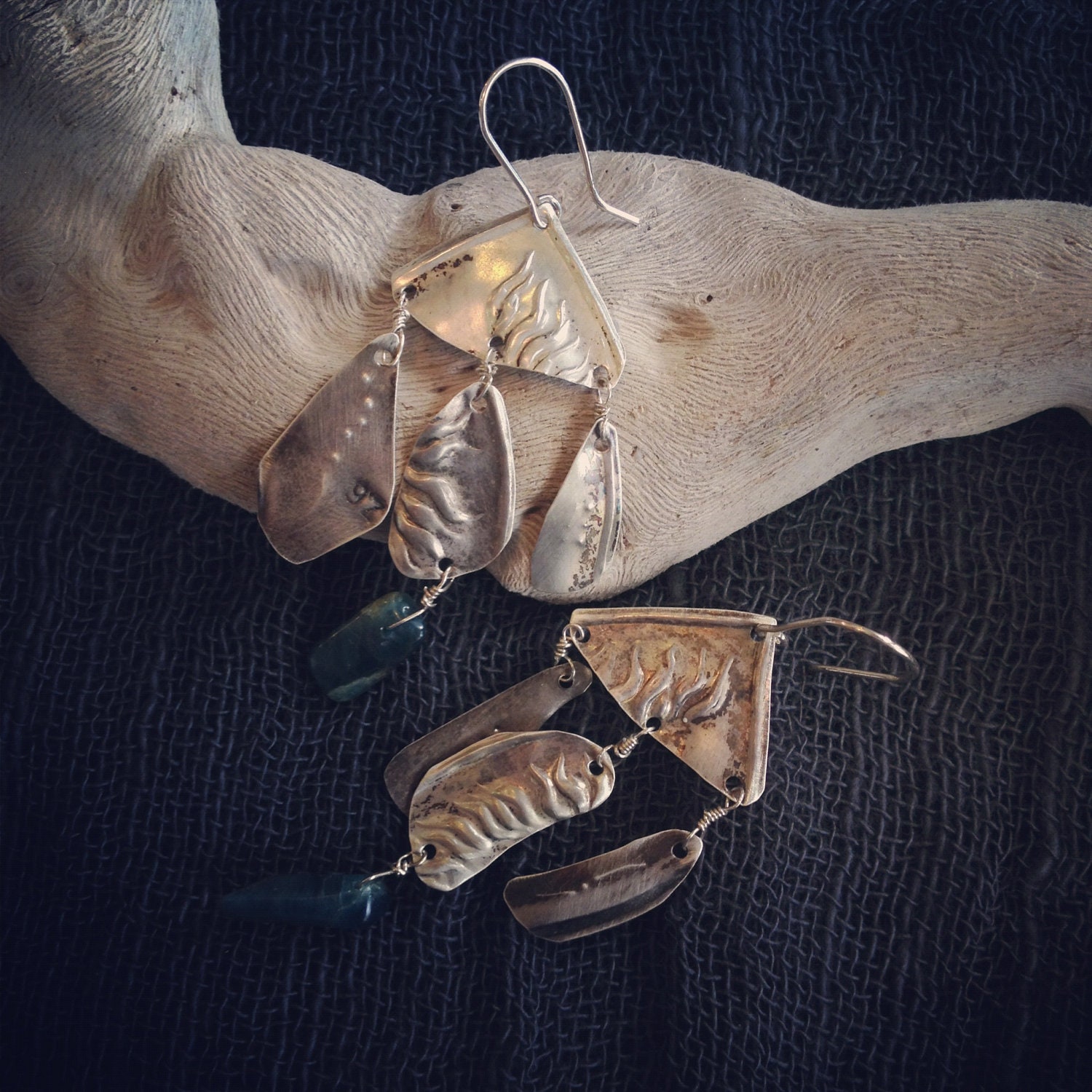 vintage tama scrap metal chandelier earrings