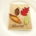 Handmade Fall Card, Blessings Stamp Embossed, Autumn Leaves, Sewn Card, Kraft, Christian Religious