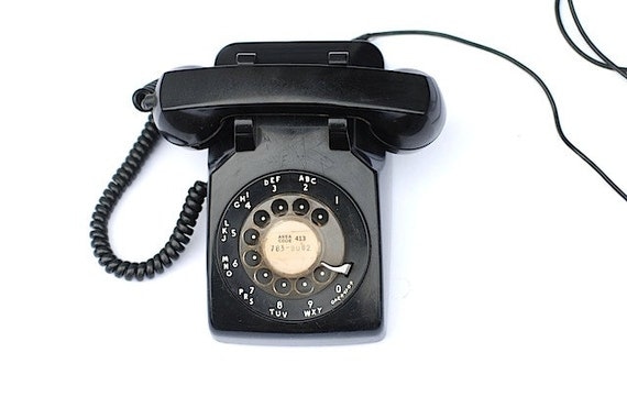 Vintage Rotary Dial Phone, Black Rotary Desk Phone, Vintage Mid century Phone, Retro Phone, Back To School, Black