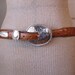 TONY LAMA Tan Ostrich Print Leather Belt with Silver Buckle & Keeper, size 34