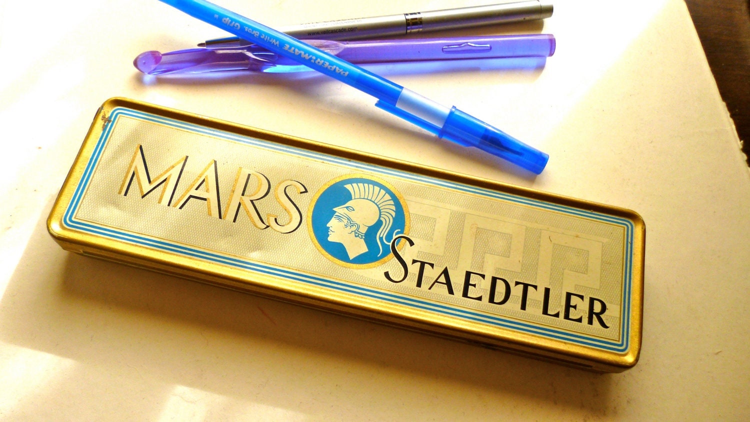 Vintage Pencil Case Tin Mars Staedtler 1950s by heartseasevintage