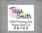 Modern Flowers Pink and Lime - Square Address labels - Set of 20