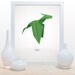 Origami Dragon Print - 11x14 modern decor wall poster art paper folding japanese dragon magical mythological creature asian inspired green