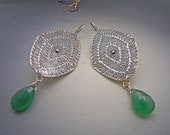 Green Onyx Fine Silver Earrings