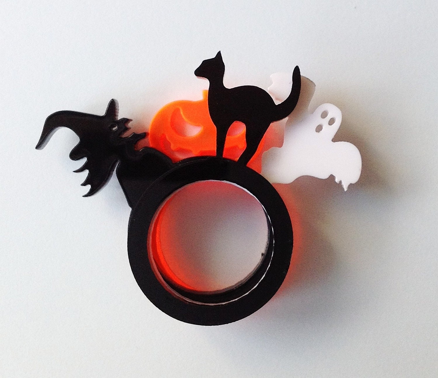 Halloween Characters ring set in colourful acrylics.
