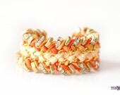 TINNLILY Sparkling Grapefruit Woven Hex Nut Bracelet with Swarovski Crystals