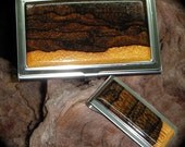 ZIRICOTE EXOTIC Wood Stainless Steel Business Card Case / Money Clip - Great Gift Free Engraving