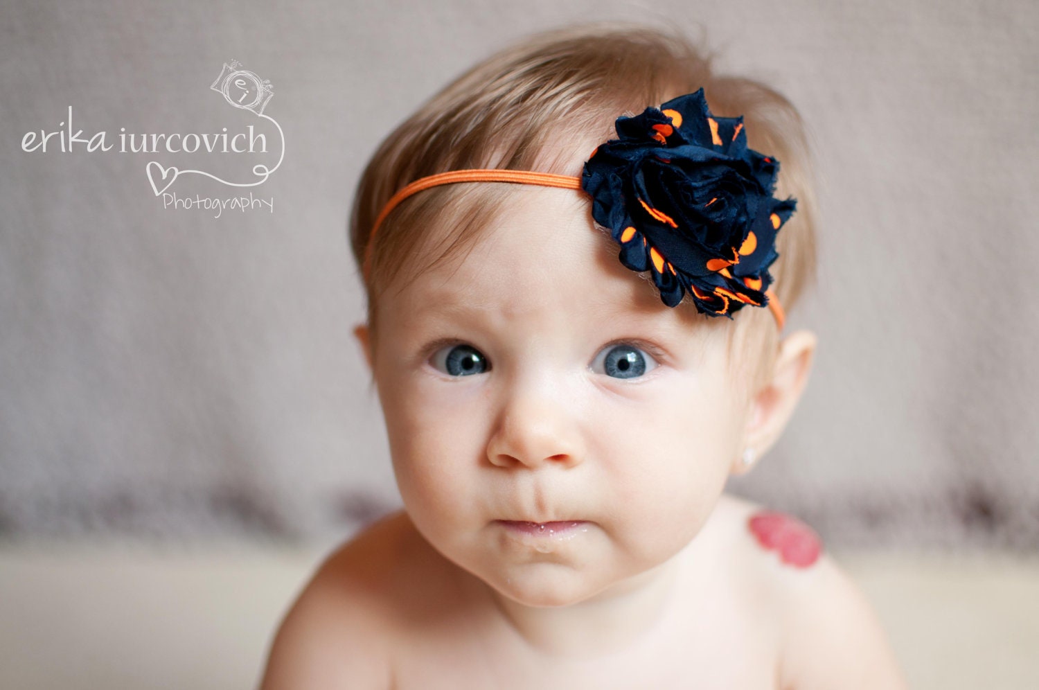 Auburn, Chicago Bears, Denver Broncos Flower headband, Photo Prop with shabby chic flower on skinny elastic