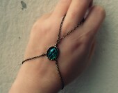 emerald slave bracelet, bracelet ring, ring bracelet, boho bracelet, slave ring