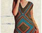 1970s Mini Granny Square Dress - Great Beginner Crochet pattern PDF 2526