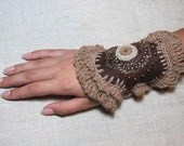 Felted Brown Bracelet Felt Cuff Crochet Fashion Modern Accessory Fiber Art Sale