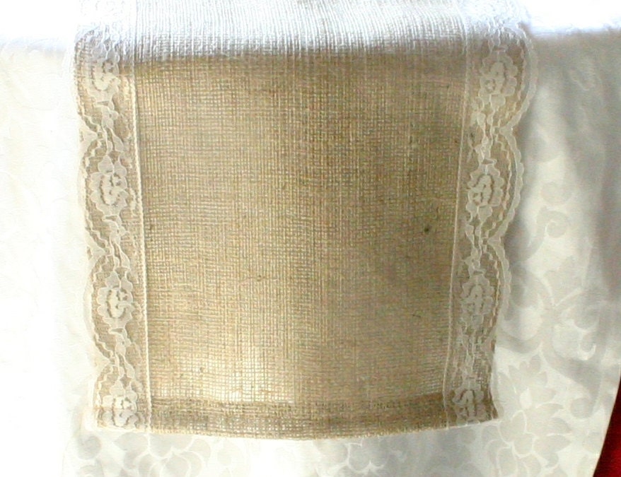 Burlap and lace table runner