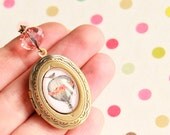 Bird on the balloon locket - Art jewelry - Free Worldwide Shipping - Gift for her under 25 USD