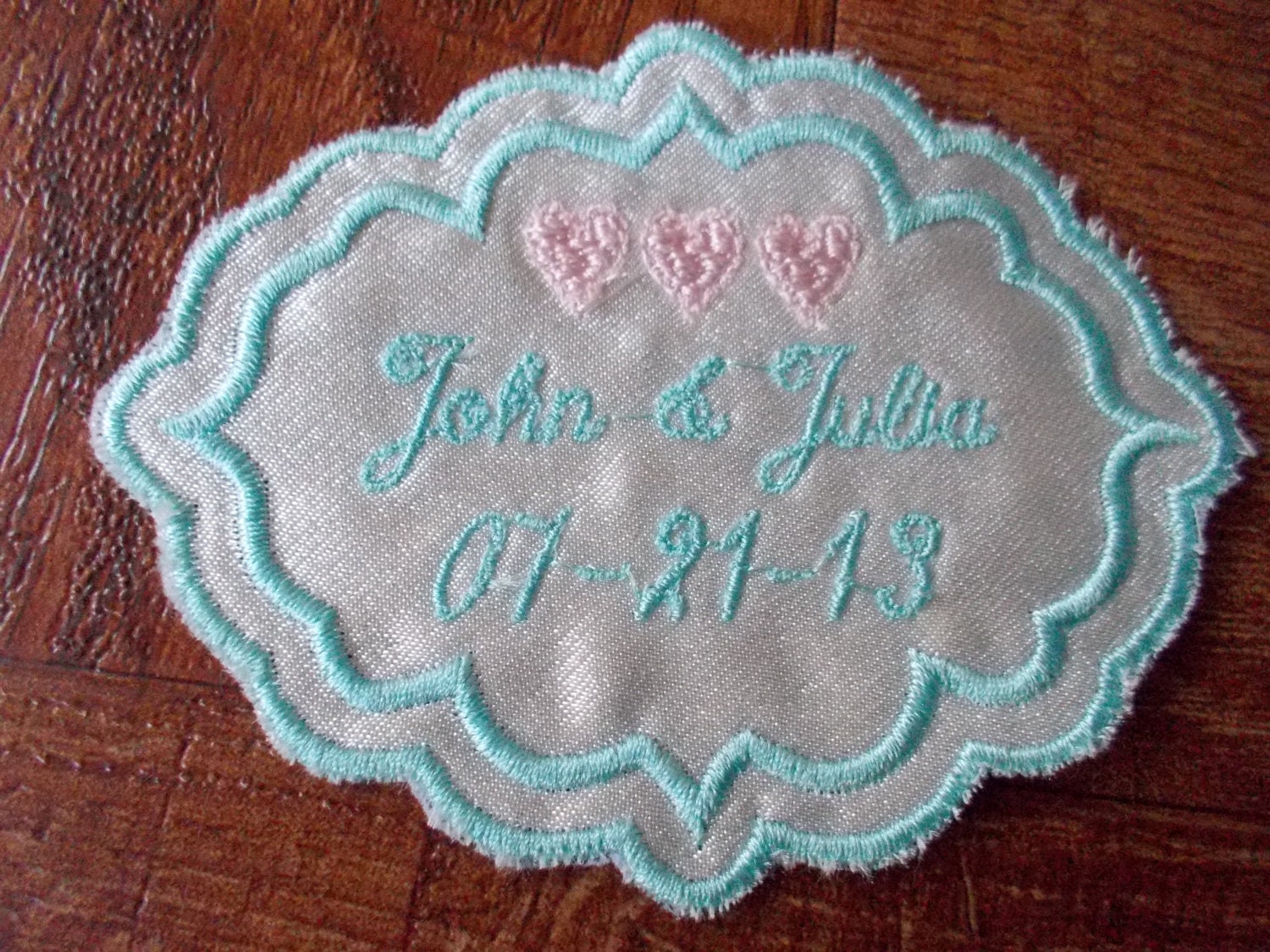 Wedding Dress Embroidered Label Personalized for the Bride. NO RUSH FEE.
