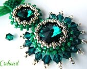 Handmade Beadwork - Swarovski Pendant - Rivolis, Crystal beads - Bridesmaids Gift - Emerald Dream