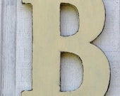 Guestbook Large Wooden letters rustic Letter B Home Decor Distressed Painted Buttermilk 12" tall Wood Name Letters, Custom Made