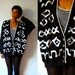 Vtg Tribal Print Black & White Button Down Grandpa Cardigan