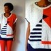 Vtg Sailboat Retro Red White Blue Nautical Knitted SS Sweater