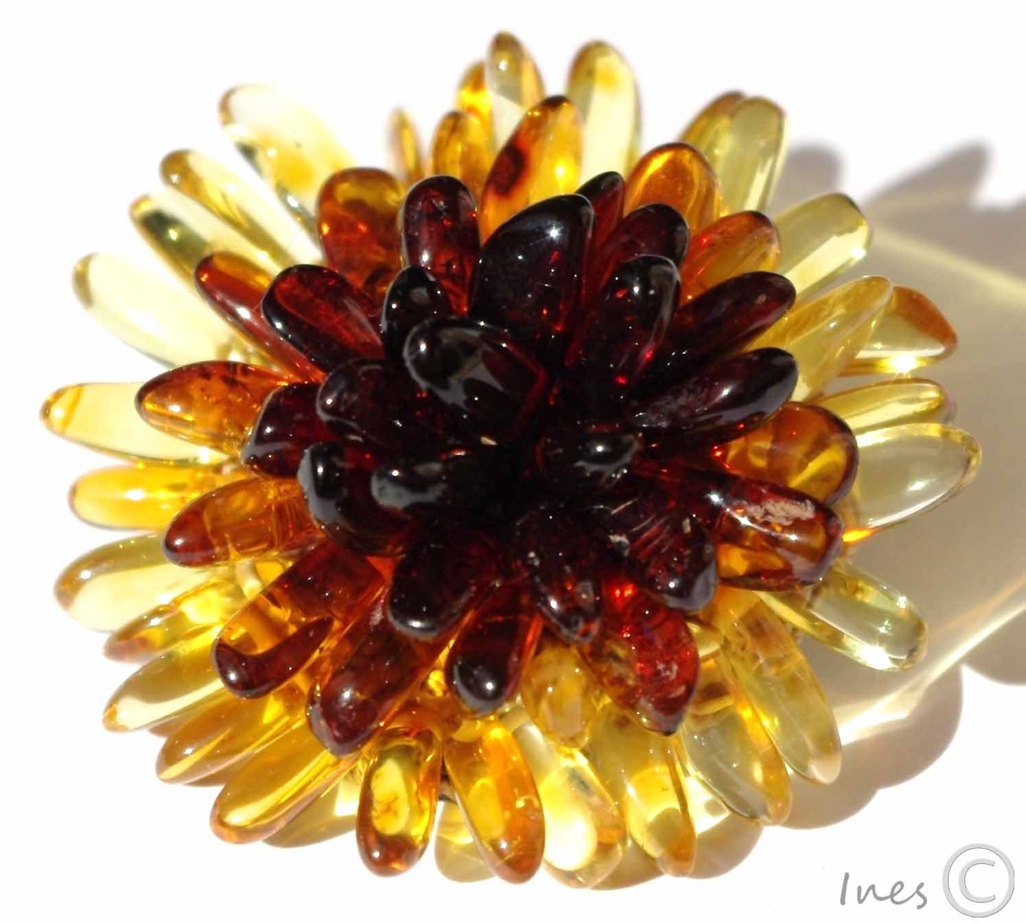 Baltic Amber Sunflower Ring