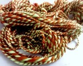 Handdyed /  Handspun Yarn - 38 yds Mint Choc Chip, Wool, Green, Lime, Brown, Chocolate, Soft, Plush, Fun, 2ply