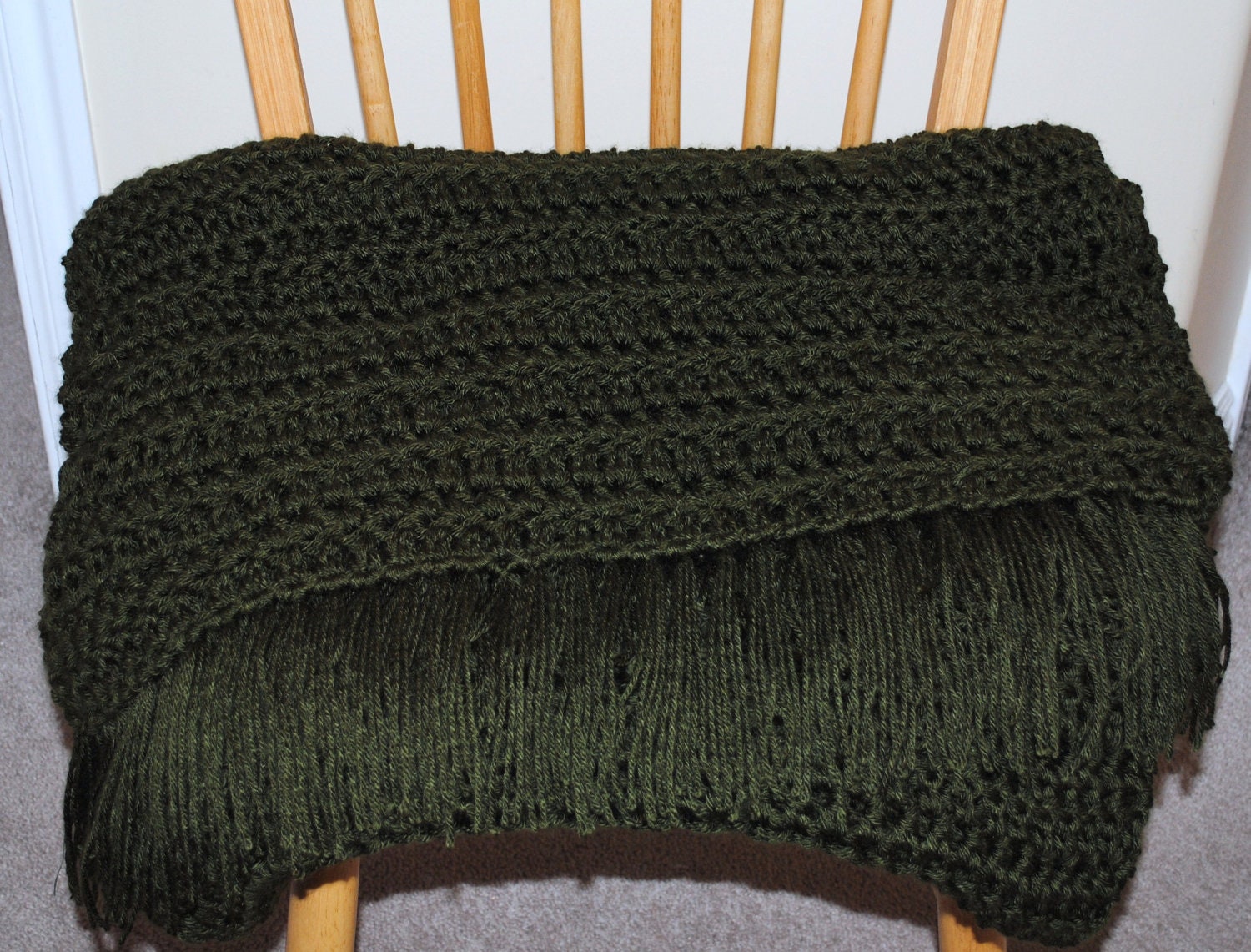 olive green crochet afghan