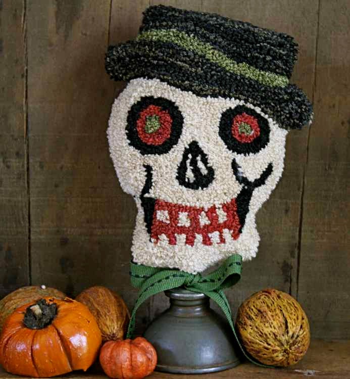Skeleton Head Punch Needle Whimsie