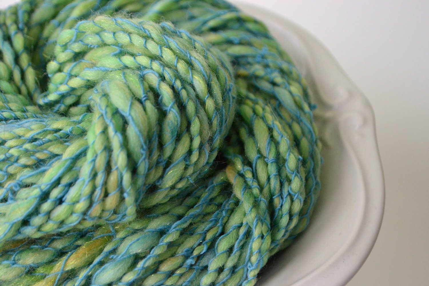 Shimmery Koi handspun wrapped art yarn - 65 Yards