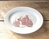 Old Fashioned Firetruck Mini Platter, Victorian Oval Plate, Small NeoVictorian Plate, Ready To Ship