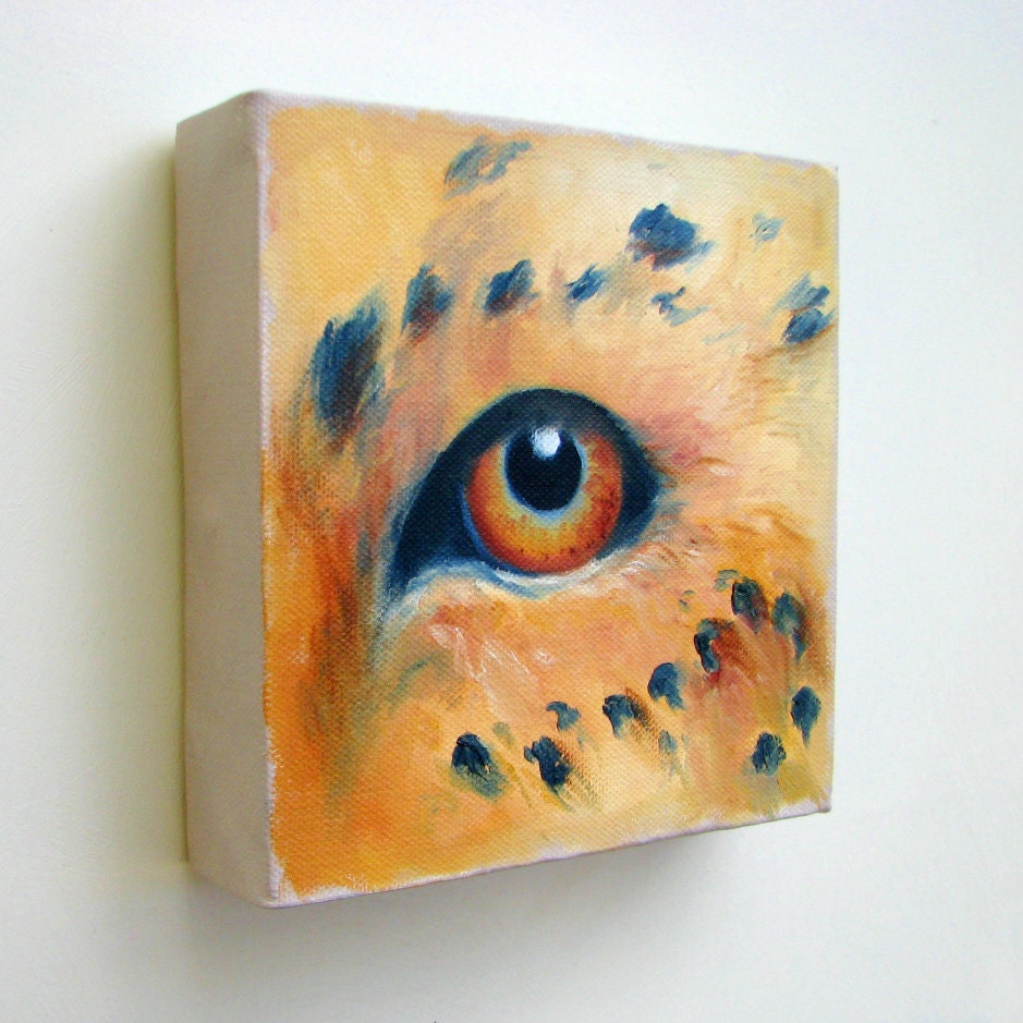 Wildlife painting, cheetah cat animal, original oil on canvas, wall art, home decor - Eye See You series two