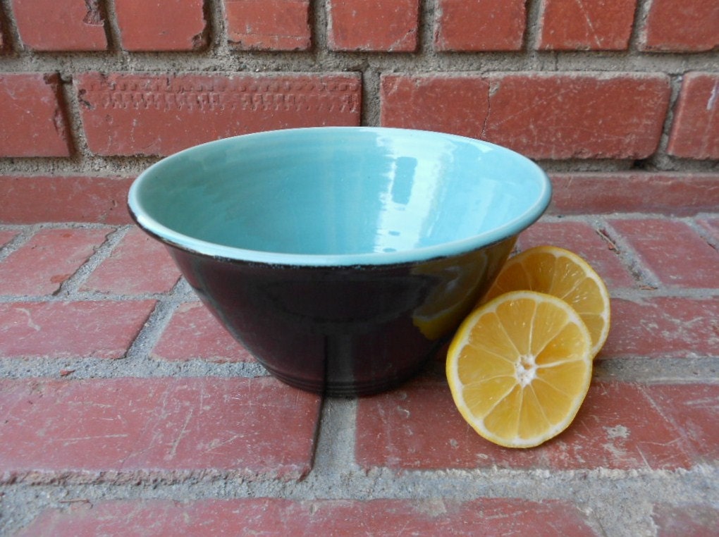 My favorite Black and Turquoise Gloss Bowl with interior Swirl