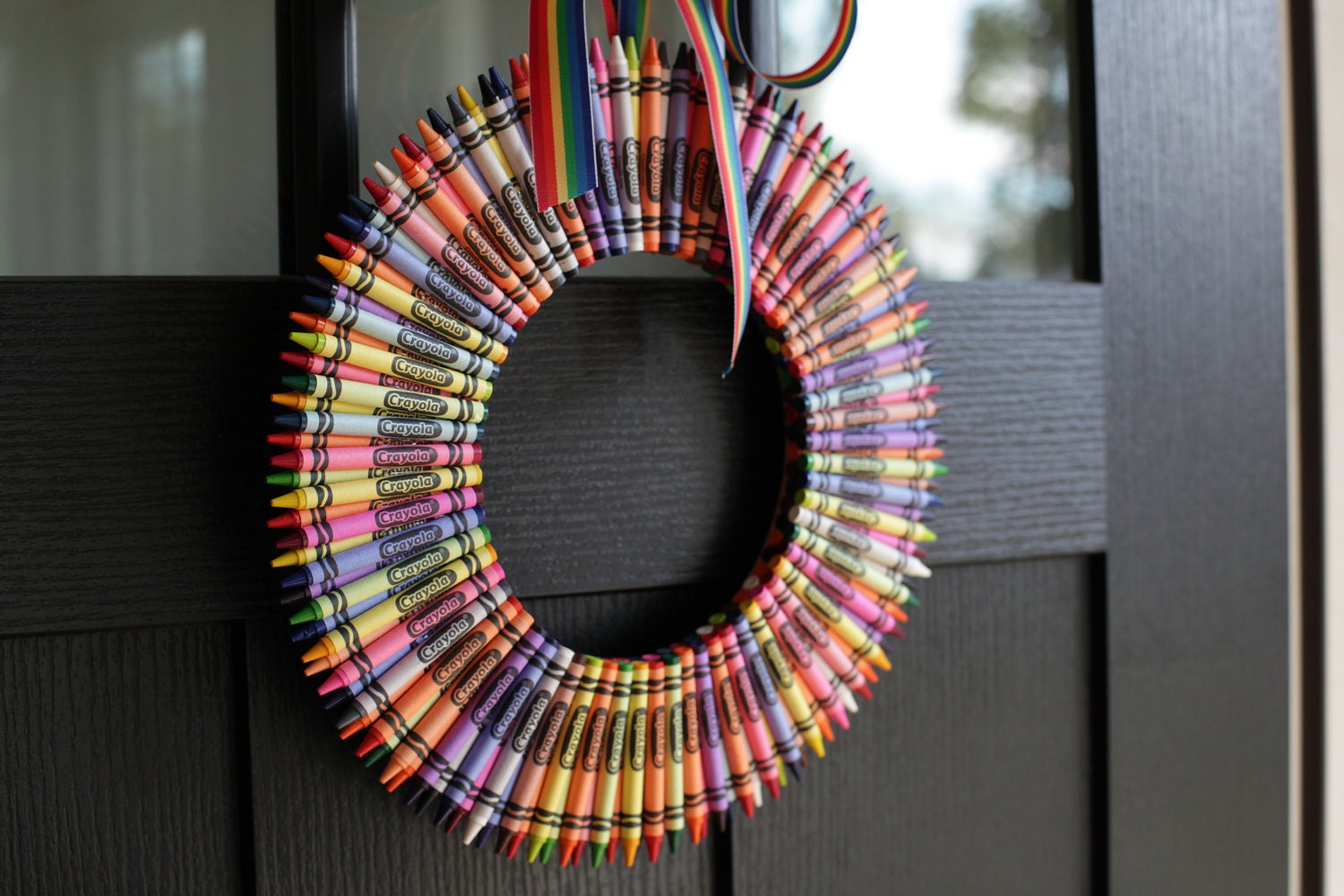 Crayon Wreath In A Pizza Box