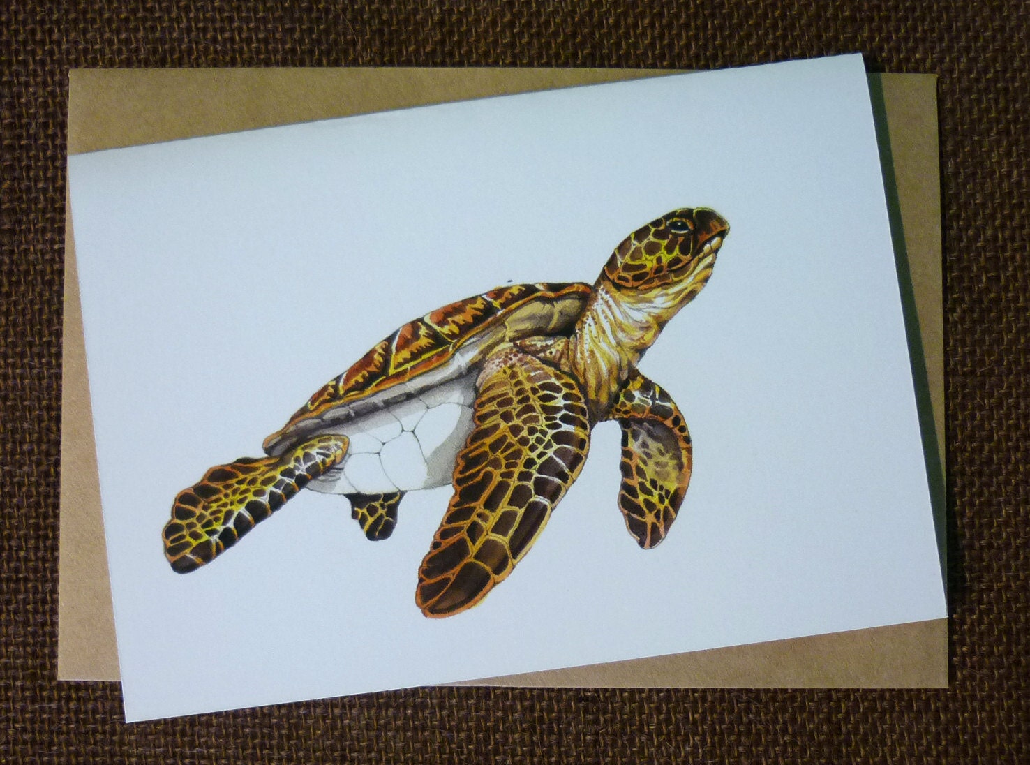 Australian Sea Turtle - blank greeting card from original watercolour