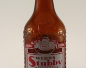 Webb's Stubby Double Drink Amber Glass ACL Painted Label Pop Soda Bottle 10 Ounce