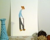 Original watercolor painting, Old Man, wall art, 9x12, unframed art, wall decor