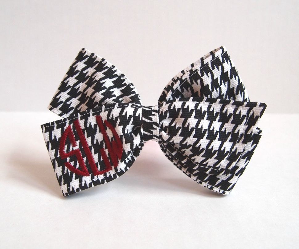 Houndstooth Monogrammed Hair Bow