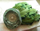 Glam Vintage Inspired Beautiful  Hunter Green and Kelly Green  Feather Headband for Newborn, Toddlers, Girls, PHOTOGRAPHY PROP