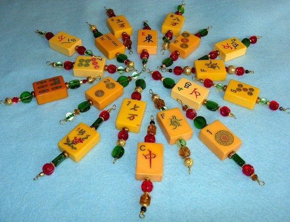 Vintage Mahjong Mah Jongg Tile Holiday Ornaments